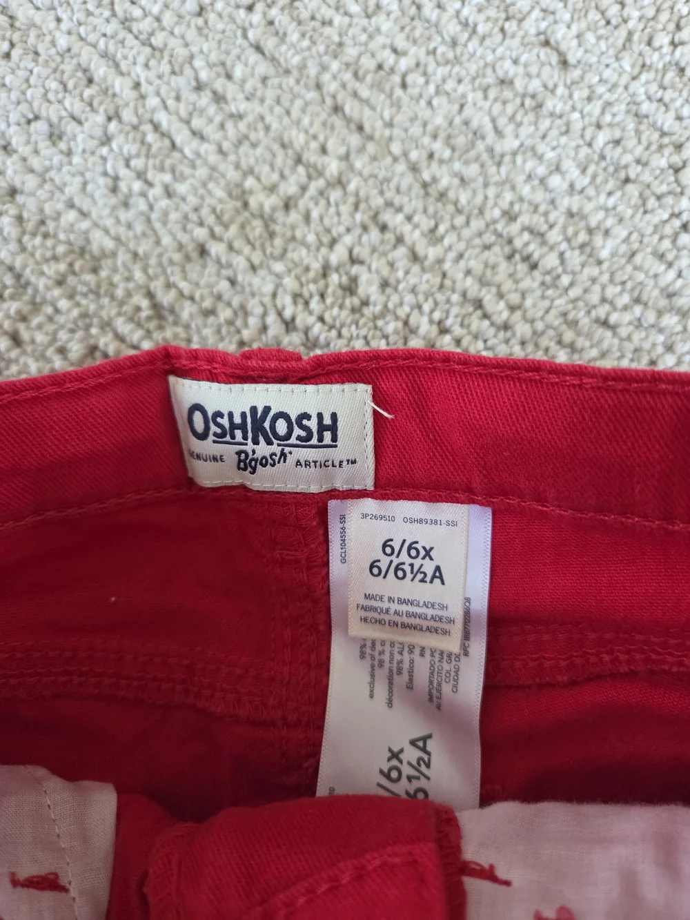 OshKosh B'gosh Bright Red Girls' Cotton Shorts with Lace Hem